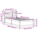 vidaXL Cadre de lit avec tête de lit blanc 75x190cm bois de pin massif