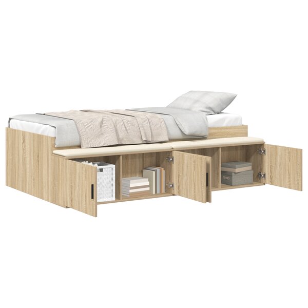 vidaXL Cadre de lit de rangement Chêne Sonoma 100x200 cm