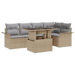 Ensemble de Sofa de Jardin 6 pièces avec Coussins Beige Rattan Poly