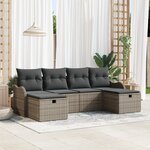 vidaXL Ensemble de Canapé de Jardin de 6 Pièces avec Coussins en Poly Rattan Gris