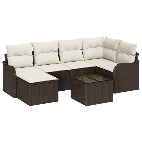 Ensemble de Canapé de Jardin 6 Pièces avec Coussins Gris Rattan