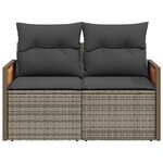 vidaXL Canapé de jardin 2 places avec coussins gris résine tressée