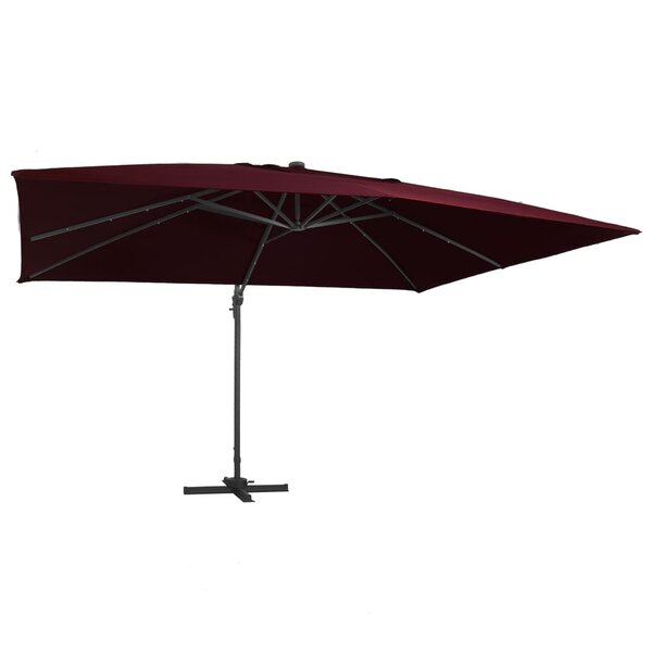 vidaXL Parasol déporté avec lumières LED Rouge bordeaux 400x300 cm