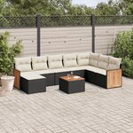 vidaXL Salon de jardin 9 Pièces avec coussins noir résine tressée