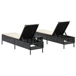 vidaXL Ensemble de chaises longues avec coussins 3 Pièces noir poly rotin