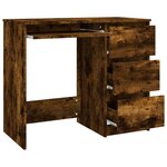 Bureau table poste de travail meuble d'ordinateur informatique étude chêne fumé 90 x 45 x 76 cm bois d'ingénierie brun 02_0023593