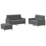 vidaXL Ensemble de canapés 3 Pièces avec coussins Gris foncé Tissu