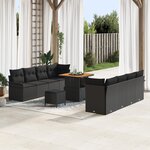 vidaXL Ensemble de canapé de jardin 11 pièces avec coussins Noir Rotin synthétique Acacia