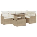 vidaXL Ensemble de Canapés de Jardin de 6 Pièces avec Coussins Beige Rattan Poly