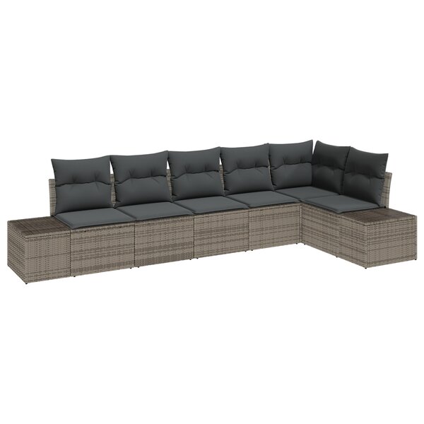 vidaXL Set de canapé de jardin 6 pièces coussins gris poly rotin