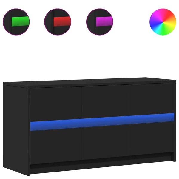 vidaXL Meuble TV avec LED noir 100x34x50 cm bois d'ingénierie
