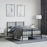 vidaXL Cadre de lit métal sans matelas avec pied de lit noir 120x190cm