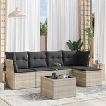 vidaXL Salon de jardin 6 Pièces avec coussins gris clair résine tressée