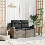 vidaXL Canapé de jardin 2 places avec rangement et coussins gris en poly rattan