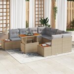 vidaXL Ensemble de salle à manger de jardin 9 pièces avec coussins en beige  poly rotin et acacia