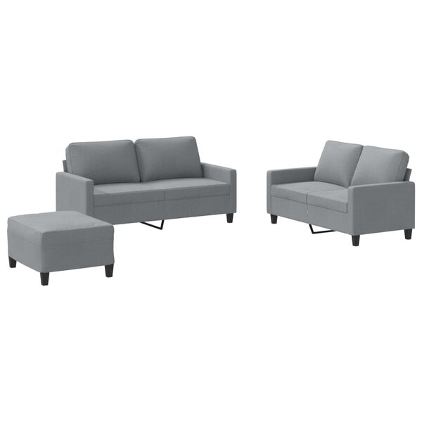 vidaXL Ensemble de canapés 3 Pièces avec coussins Gris clair Tissu
