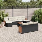 vidaXL Salon de jardin 11 Pièces avec coussins noir résine tressée