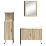 Ensemble de meubles de salle de bain 3 pièces vidaXL chêne sonoma en bois d'ingénierie
