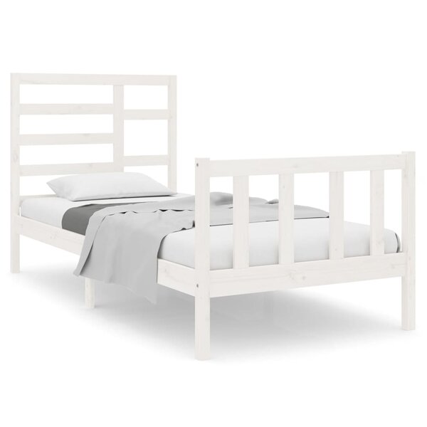 vidaXL Cadre de lit Blanc Bois massif 90x190 cm Simple