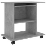 Bureau table poste de travail meuble d'ordinateur informatique étude d'ordinateur 80 x 50 x 75 cm bois d'ingénierie gris 02_0023733
