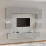 vidaXL Ensemble de meubles TV 8 Pièces Gris béton Bois d'ingénierie