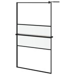 vidaXL Paroi de douche avec étagère Noir 115x195cm Verre ESG&Aluminium