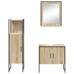 Ensemble de meubles de salle de bain 3 pièces vidaXL en chêne Sonoma bois d'ingénierie