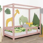 Lit cabane enfant BUNKY 80 x 180 rose pastel