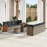 Ensemble de Canapés de Jardin vidaXL 11 Pièces avec Coussins Gris Poly Rattan Acacia