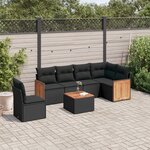 vidaXL Salon de jardin 7 Pièces avec coussins noir résine tressée