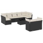 vidaXL Salon de jardin 10 Pièces avec coussins noir résine tressée