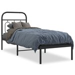 vidaXL Cadre de lit métal avec tête de lit noir 75x190 cm