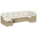 Ensemble de canapé de jardin 7 pièces vidaXL avec coussins Beige Poly Rotin