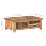 vidaXL Table basse 90x50x31 cm Bois de récupération massif