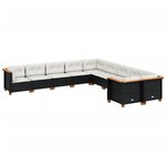vidaXL Salon de jardin 10 Pièces avec coussins noir résine tressée