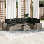 vidaXL Salon de jardin 9 Pièces avec coussins gris clair résine tressée