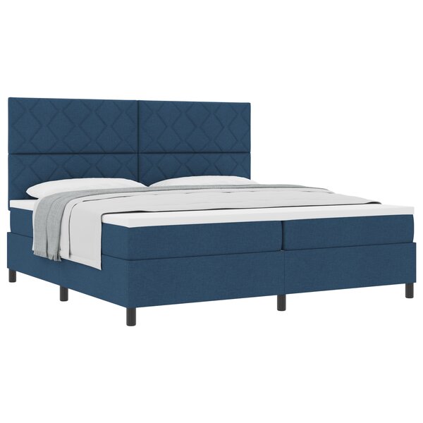 vidaXL Lit à Ressorts avec Matelas Bleu 200x200 cm en Tissu
