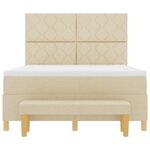 vidaXL Lit à ressort crème avec matelas et banc 160x200 cm tissu