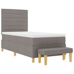 vidaXL Lit à sommier indépendant avec matelas et banc taupe 90 x 190 cm Tissu