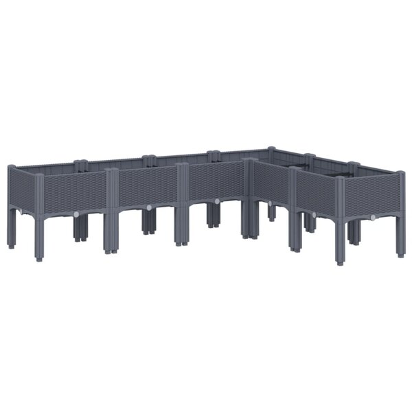 vidaXL Jardinière avec pieds gris 160x120x42 cm PP