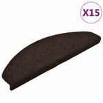 vidaXL Tapis d'escalier autocollants 15Pièces Marron 65x21x4cm Aiguilleté