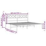 vidaXL Cadre de lit métal avec tête de lit blanc 183x213 cm