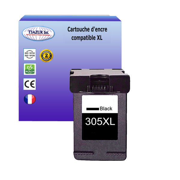 T3azur - cartouche d'encre compatible remplace hp 305 305xl noire pour  hp envy pro 6430 6430e 6432 6432e