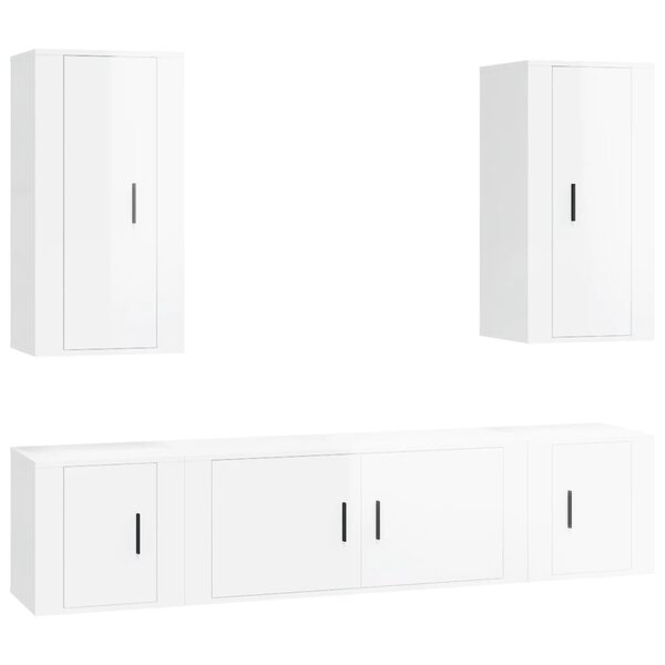 vidaXL Ensemble de meubles TV 5 Pièces Blanc brillant Bois d'ingénierie