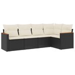 vidaXL Salon de jardin 5 Pièces avec coussins noir résine tressée