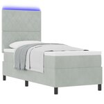 Lit Box Spring vidaXL avec Matelas & Lumière LED Gris clair 80x200 cm Velours