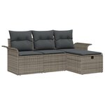 vidaXL Ensemble de canapé de jardin 4 pièces avec coussins gris en poly rotin