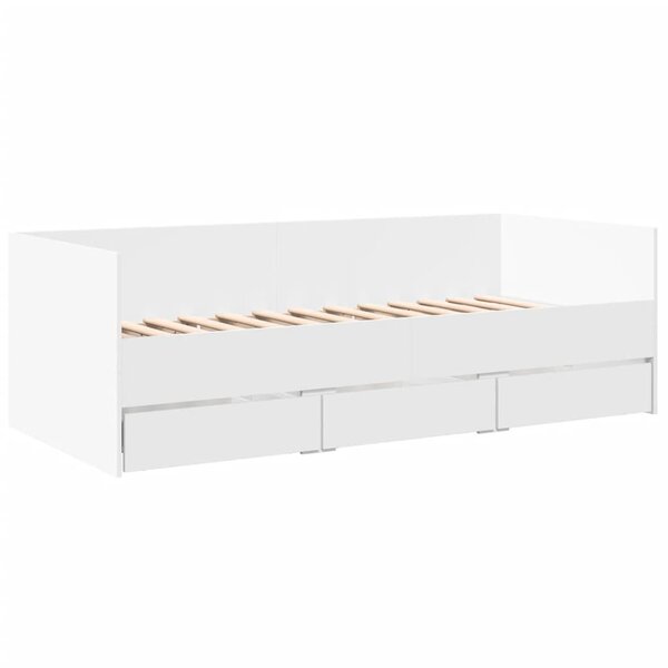 vidaXL Lit de jour avec tiroirs blanc 100x200 cm bois d'ingénierie