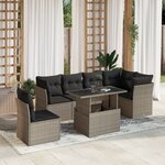 vidaXL Salon de jardin avec coussins 7 Pièces gris clair résine tressée