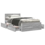 vidaXL Cadre de lit tête de lit gris béton 90x190 cm bois ingénierie